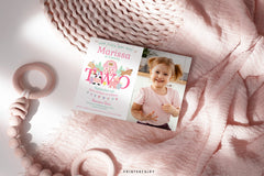 Farm 2nd Birthday Invitation with Photo, Pink Barnyard (Digital Download)