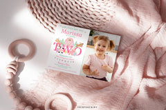 Farm 2nd Birthday Invitation with Photo, Pink Barnyard (Digital Download)