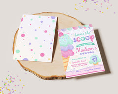 Ice Cream Birthday Party Invitation, Editable Template (Instant Download)