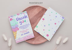Ice Cream Thank You Card Editable Template (Instant Download)