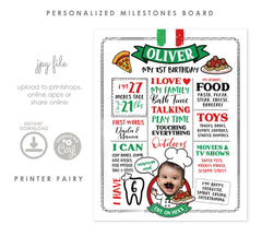 Pasta First Birthday Stats Sign, Pizza Party Decor (Printable)