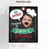 Personalized Pizza Party Welcome Sign, Italian Birthday Decor (Digital Download)