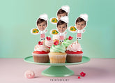 Italian Party Photo Cupcake Toppers, Editable Birthday Stickers (Digital)