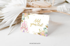 Editable Princess Castle Food Tents, Floral Birthday Decor (Instant Download)