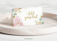 Editable Princess Castle Food Tents, Floral Birthday Decor (Instant Download)
