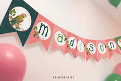Tropical Birds Birthday Banner, Luau Party Decor (INSTANT DOWNLOAD)