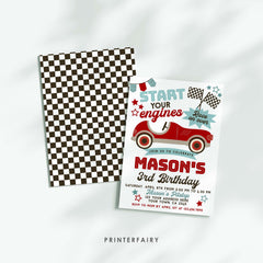 Race Car Birthday Invitation, Editable Racing Party (Digital)