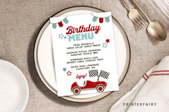 Race Car Birthday Party Menu, EDITABLE dinner sign, Racing Car Party, Racing Party Decorations, Racing Car Birthday Party, Printable Menu