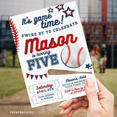 Editable Baseball Birthday Invitation, Sports Party (Digital)