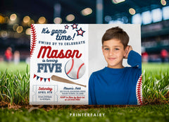 Editable Photo Baseball Birthday Invitation (Digital Download)