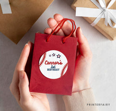 Editable Baseball Party Toppers, Birthday Stickers (Digital)