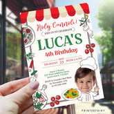 Italian Birthday Invitation with Photo, Pizza, Pasta (Printable)