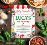 Italian Birthday Invitation, Pizza Party, Editable Printable