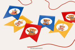 Bear Birthday Party Banner, Editable Garland (Digital Download)
