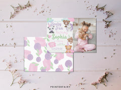Bear Birthday Invitation with Photo, Editable (Digital Item)