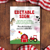 Farm Birthday Party Sign, Editable Template (Instant Download)