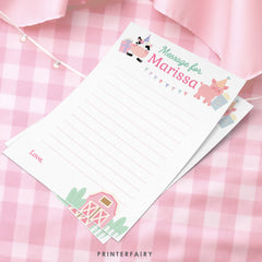 Farm Birthday Time Capsule Sign, Pink Barnyard Animals (Instant Download)