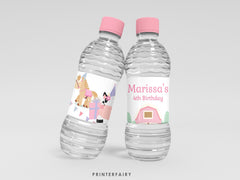 Farm Birthday Water Bottle Label, Girl Barnyard Animals (Digital Download)