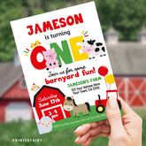 Farm Animals 1st Birthday Invitation Template (Digital Download)