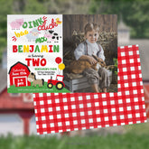Farm Animals Second Birthday Invitation with Photo (Editable, Instant Download)