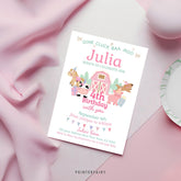 Farm Animals Birthday Invitation, Pink Barnyard Party (Editable Template, Digital Download)