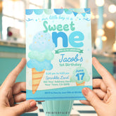 Ice Cream First Birthday Invitation, Editable Summer Party (Digital)