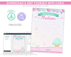 Ice Cream Birthday Time Capsule, EDITABLE (Digital Download)