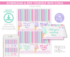 Ice Cream Party Food Tents, Editable Decorations (Digital Download)