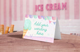 Ice Cream Party Food Tents, Editable Decorations (Digital Download)