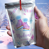 Ice Skating Birthday Party Drink Pouch Label (Editable, Instant Download)