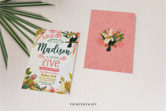 Tropical Birds Birthday Invitation, Luau Party (EDITABLE, Instant Download)