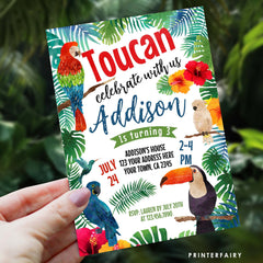 Toucan Birthday Invitation, EDITABLE, Tropical Luau Invite (INSTANT DOWNLOAD)