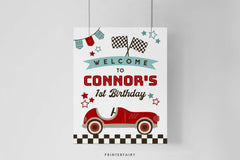 Editable Race Car Birthday Welcome Sign (Digital Download)