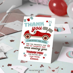 Race Car Birthday Thank You Card, Editable Racing Party (Digital Item)