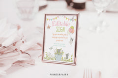 Kitty Cat Birthday Sign, Kitten Garden Party Decor (Editable)