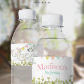 Kitten Garden Birthday Party Water Bottle Label, Editable (Digital)