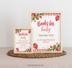 Strawberry Baby Shower Books for Baby Sign (Digital Download)