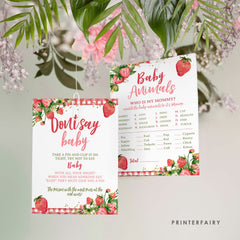 Strawberry Baby Shower Games, Girl Sprinkle Activities (Digital Download)