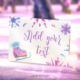 Ice Skating Party Place Cards, Winter Wonderland Food Tents (Printable, Instant Download)