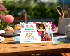 Mexican Floral Fiesta Birthday Invitation with Photo (Editable Digital Item)