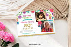 Mexican Floral Fiesta Birthday Invitation with Photo (Editable Digital Item)
