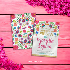 Mexican Fiesta Graduation Invitation, Floral, Editable (Instant Download)