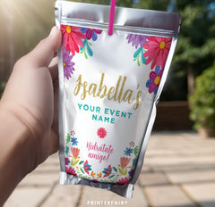 Mexican Fiesta Drink Pouch Label, Editable Party Decoration (Digital)
