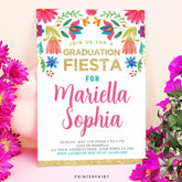 Mexican Fiesta Graduation Invitation, Floral, Editable (Instant Download)