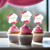 Mexican Fiesta Cupcake Toppers, Editable Floral Party Decoration (Digital)