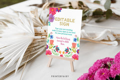 Mexican Fiesta Sign, Editable Floral Party Decoration (Digital)