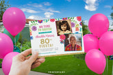 Mexican Floral Fiesta Birthday Invitation with Photo (Editable Digital Item)