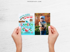 Fishing Birthday Invitation with Photo, Editable Party Invite (Digital)