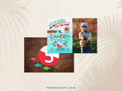 Fishing Birthday Invitation with Photo, Editable Party Invite (Digital)