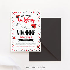 Ladybug Birthday Invitation, Spring Party (Editable Digital Download)